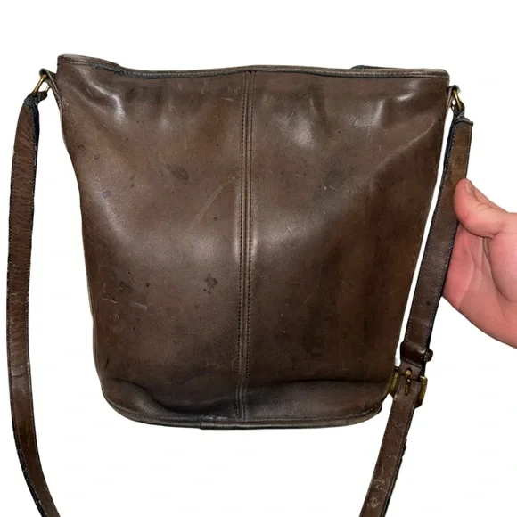 Vintage Coach 70s 80s Navy Bleeker Duffle Sac Zip Up Crossbody Bag Weathered - Picture 2 of 16